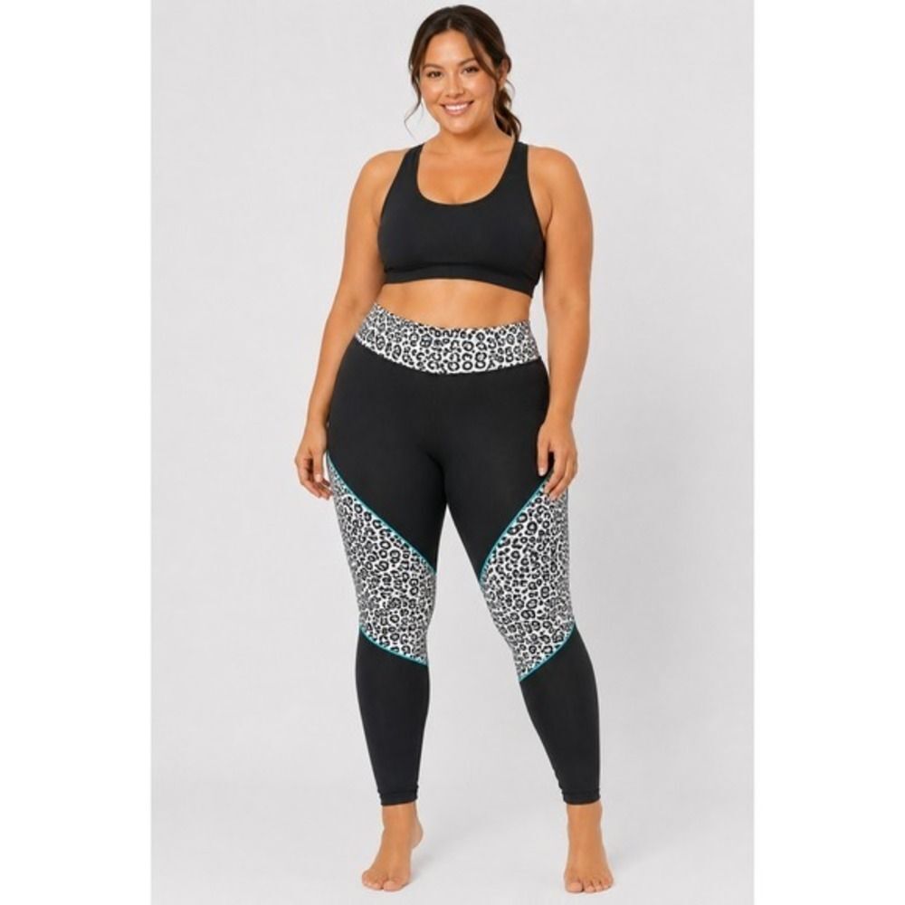 Love My Curves Black Leopard Print Swim Leggings Chlorine Resistant Size 18 NEW